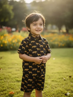 Kids Boys Tiger Print Cotton Co-Ord Set