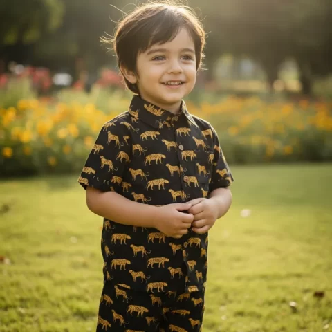 Kids Boys Tiger Print Cotton Co-Ord Set