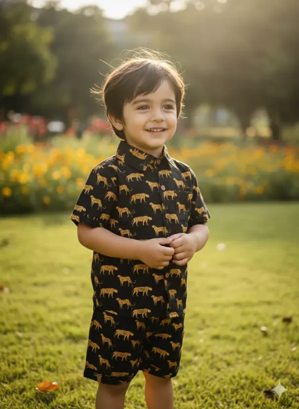 Kids Boys Tiger Print Cotton Co-Ord Set