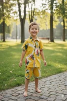 Kids Boys Leaf Print Cotton Co-Ord Set