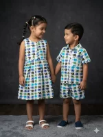 Multi Elephant Print Cotton Co-Ord Set for Boys and Girls