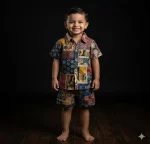 Kids Boys Patch Work Print Cotton Co-Ord Set