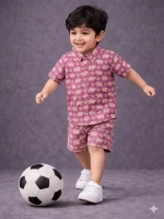 Kids Boys Elephant Print Cotton Co-Ord Set