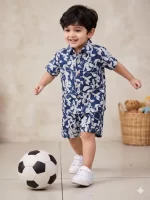 Leaf Print Cotton Co-Ord Set for Kids Boys