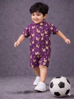 Kids Boys Rabbit Print Cotton Co-Ord Set