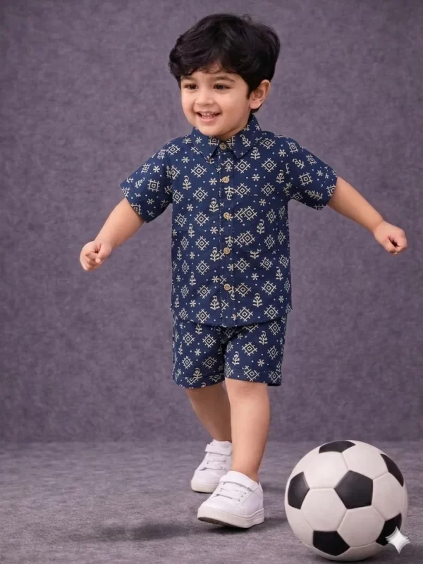 Half Sleeves Printed Cotton Co-Ord Set for Boys and Girls