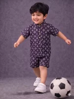 Half Sleeves Printed Cotton Co-Ord Set for Boys and Girls