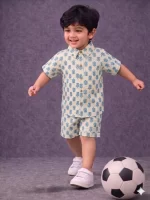 Kids Boys Cotton Co-Ord Set with Leaf Print