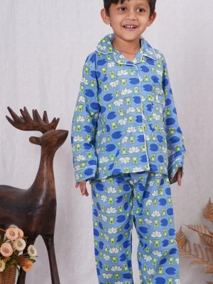 Kids Boys Cartoon Print Cotton Sleepwear Night Suit Set