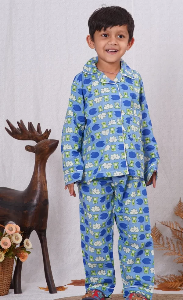 Kids Boys Cartoon Print Cotton Sleepwear Night Suit Set