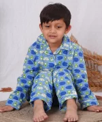 Kids Boys Cartoon Print Cotton Sleepwear Night Suit Set
