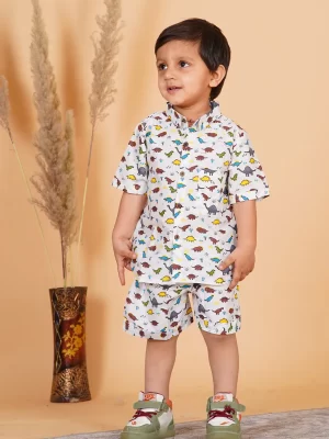 Jurassic Dinosaur Print Cotton Co-Ord Set for Boys