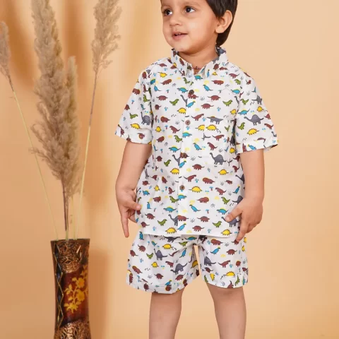 Jurassic Dinosaur Print Cotton Co-Ord Set for Boys