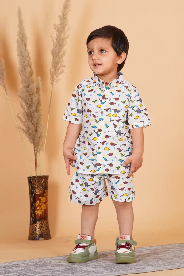 Jurassic Dinosaur Print Cotton Co-Ord Set for Boys