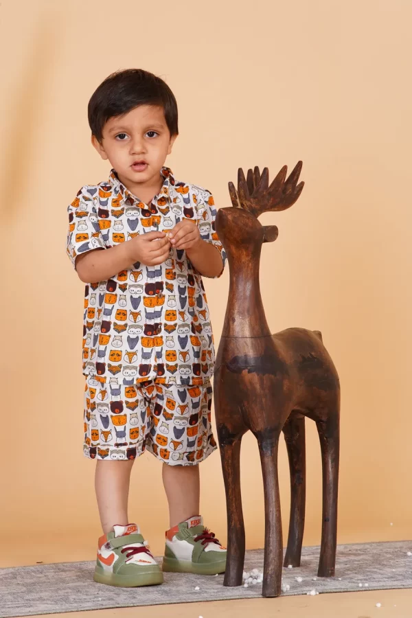 Kids Boys Owl Design Cotton Co-Ord Outfit