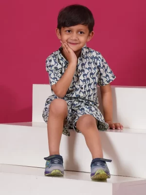 Kids Boys Camel Print Cotton Co-Ord Set