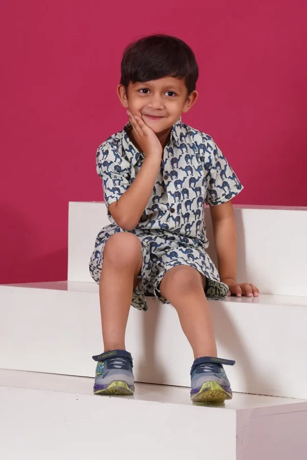 Kids Boys Camel Print Cotton Co-Ord Set