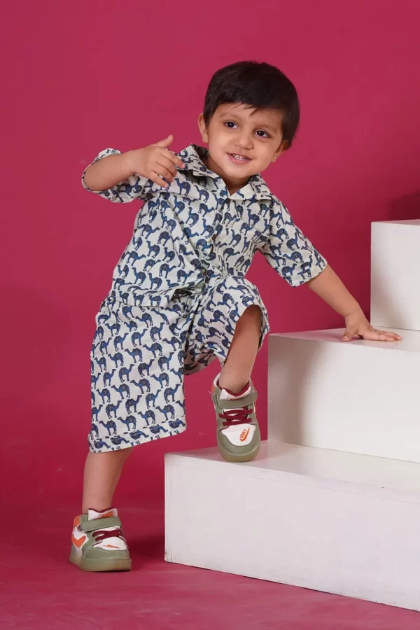Kids Boys Camel Print Cotton Co-Ord Set