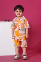Kids Boys Multi Colour Printed Cotton Co-Ord Set