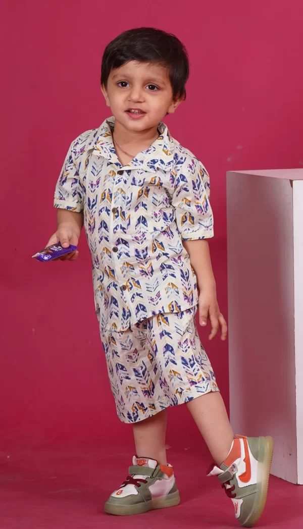 Kids Boys Multicolour Printed Cotton Co-Ord Set