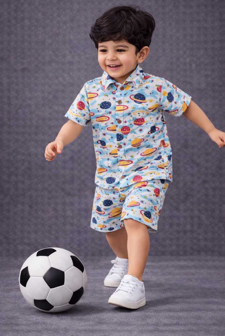 Boys Planet Theme Cotton Co-Ord Set for Kids