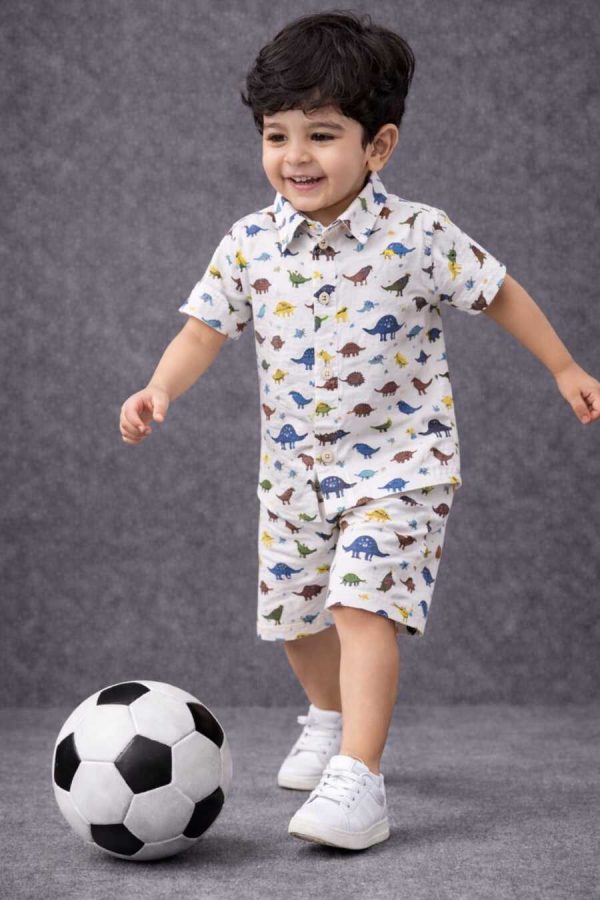 Jurassic Dinosaur Print Cotton Co-Ord Set for Boys