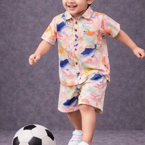 Boys Marvel Print Cotton Co-Ord Set