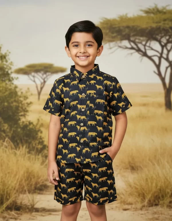 Kids Boys Tiger Print Cotton Co-Ord Set