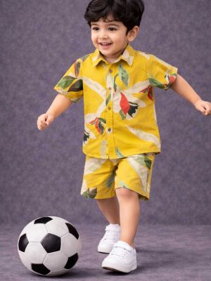 Kids Boys Leaf Print Cotton Co-Ord Set