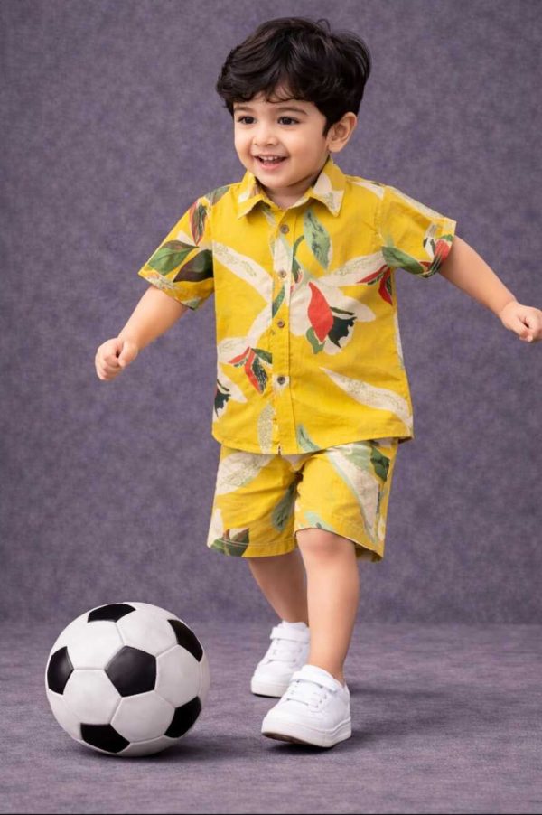 Kids Boys Leaf Print Cotton Co-Ord Set