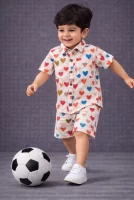 Heart (Dil) Print Cotton Co-Ord Set for Kids Boys