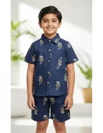 Boys Floral Print Cotton Co-Ord Set