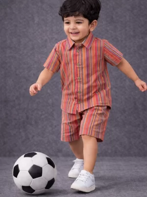 Kids Boys Multi Stripe Cotton Co-Ord Set