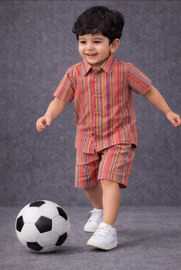 Kids Boys Multi Stripe Cotton Co-Ord Set