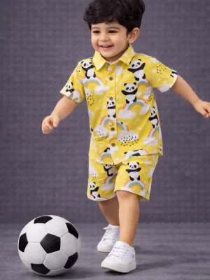 Kids Boys Panda Print Cotton Co-Ord Set