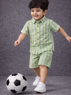 Kids Boys Pista Lining Print Cotton Co-Ord Set