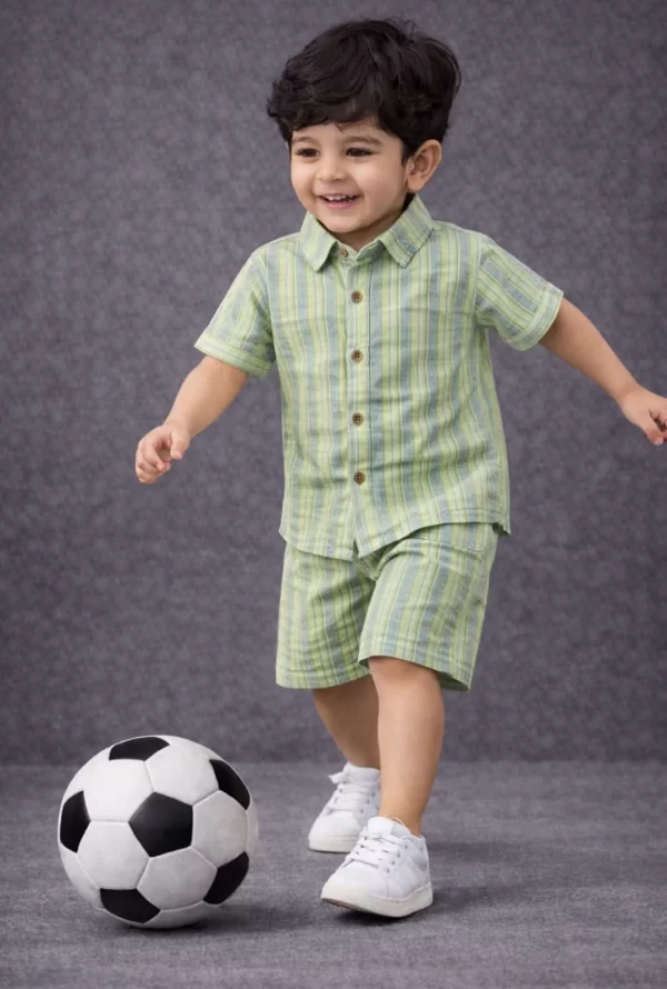 Kids Boys Pista Lining Print Cotton Co-Ord Set