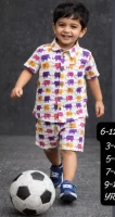 Multi Elephant Print Cotton Co-Ord Set for Boys and Girls