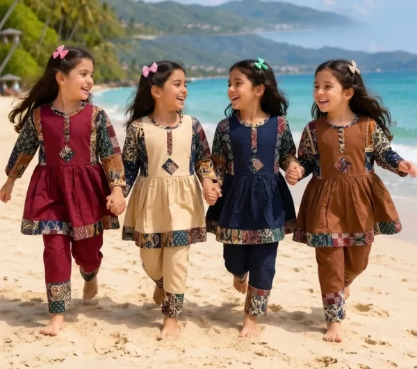 Festive Sibling Collection – Patchwork Peplum Palazzo & Kurta Dhoti Set | Brother & Sister Coordinated Patchwork Traditional Wear
